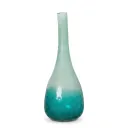 Tall Turquoise Frosted Glass Vase