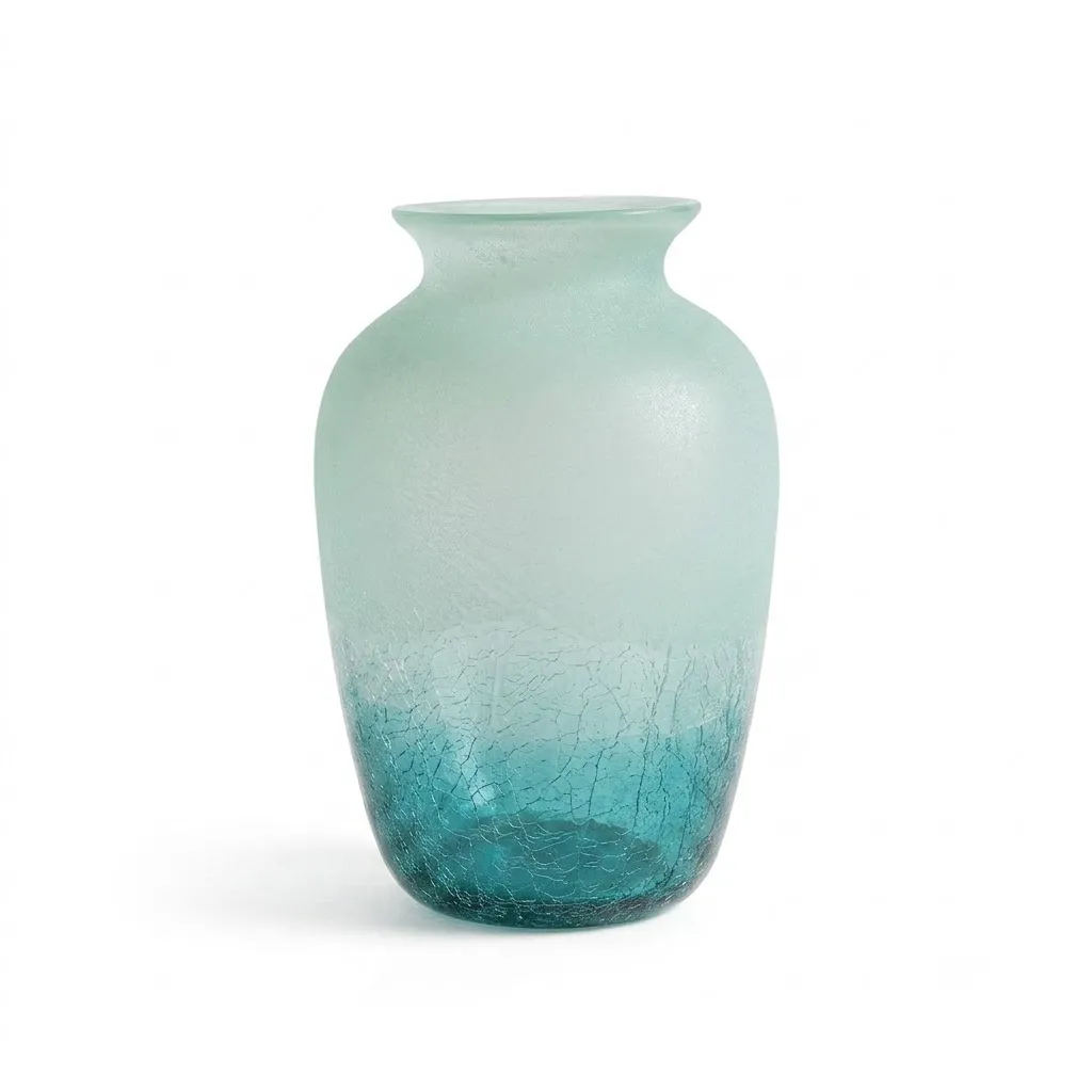 Turquoise Frosted Glass Vase