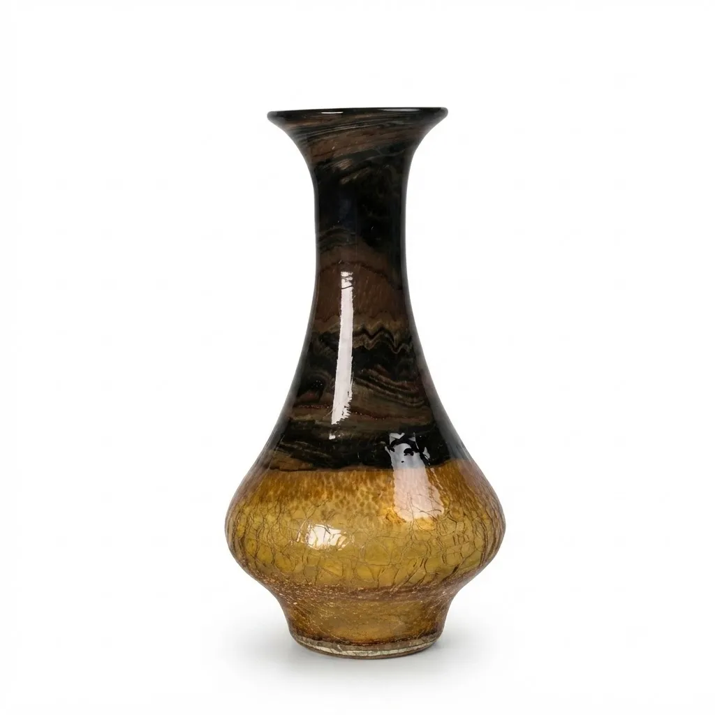 Amber and Onyx Decorative Glass Vase