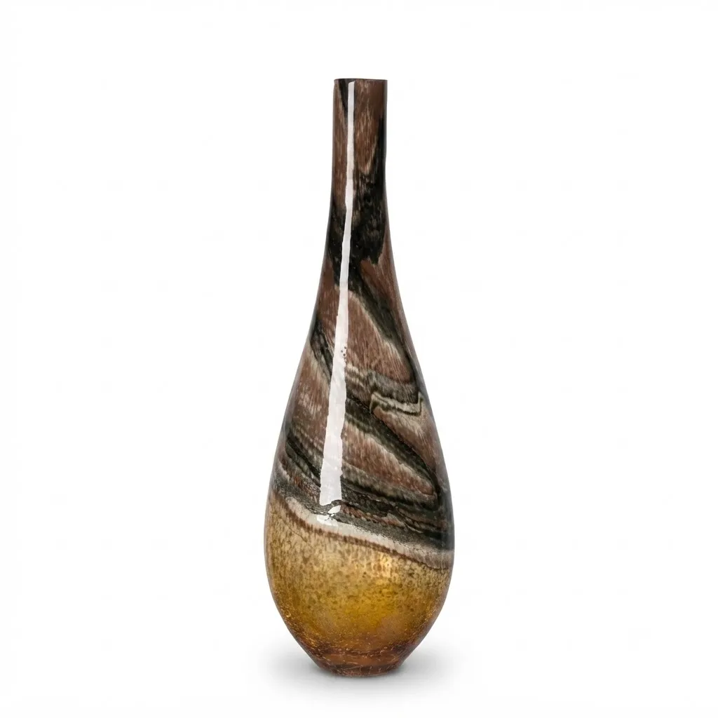 Marbled Amber Glass Vase