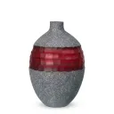 Hand Blown Carved Glass Vase Red-Black