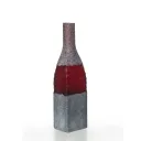 Crimson Ridge Hand-Blown Carved Glass Vase
