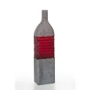 Red and Black Hand-Blown Carved Glass Vase