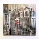 Handmade Aluminum Street Scene Painting