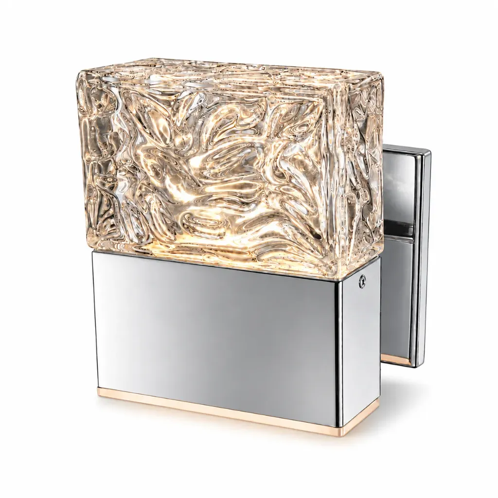 NOX Chrome Clear Textured Glass LED Wall Lamp | 7W 3000K