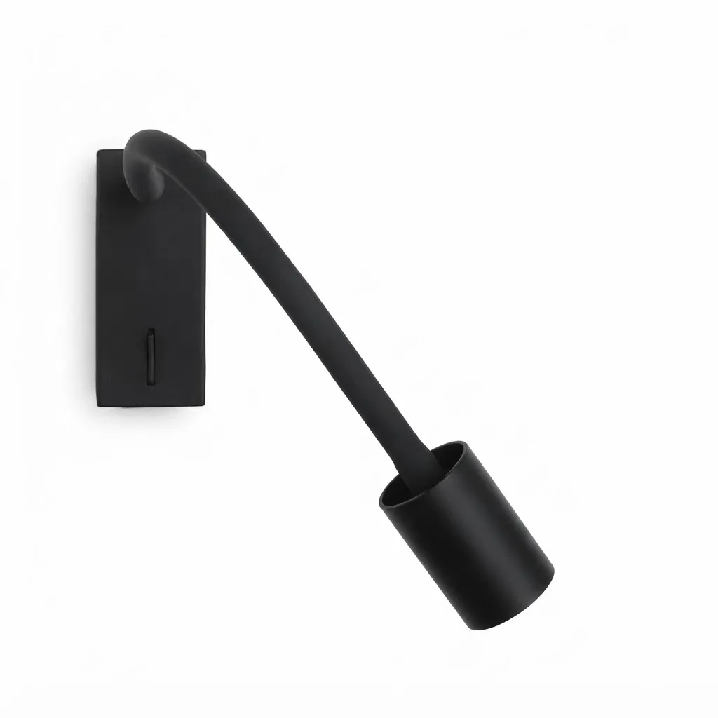 Black LED Wall Lamp with Square Base and Toggle Switch