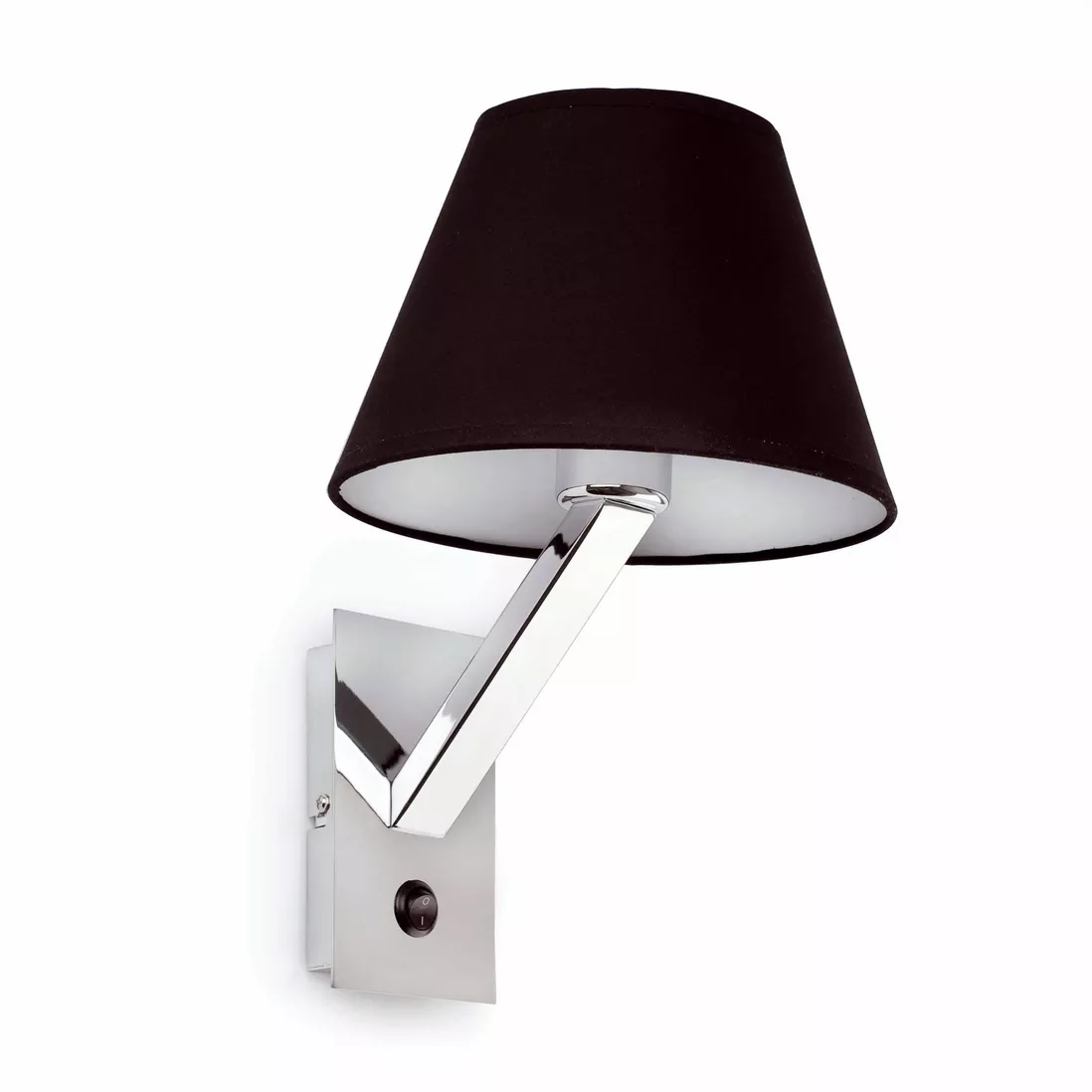 Midnight Chrome and Black Fabric Wall Lamp