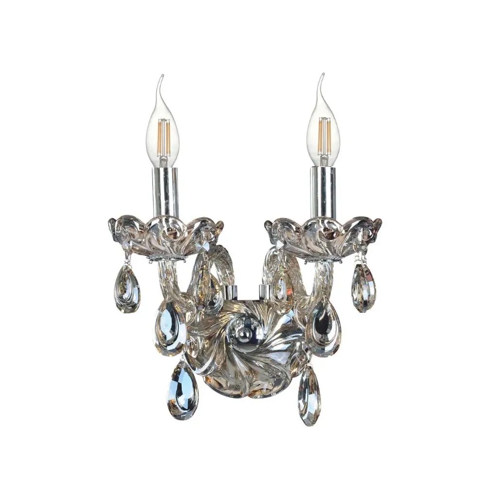 Chrome and Cognac K9 Crystal Twin Wall Lamp
