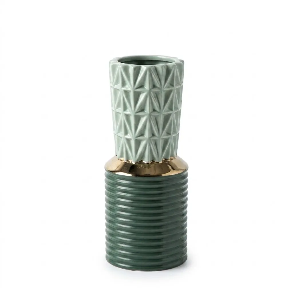 Textured Green Ceramic Vase