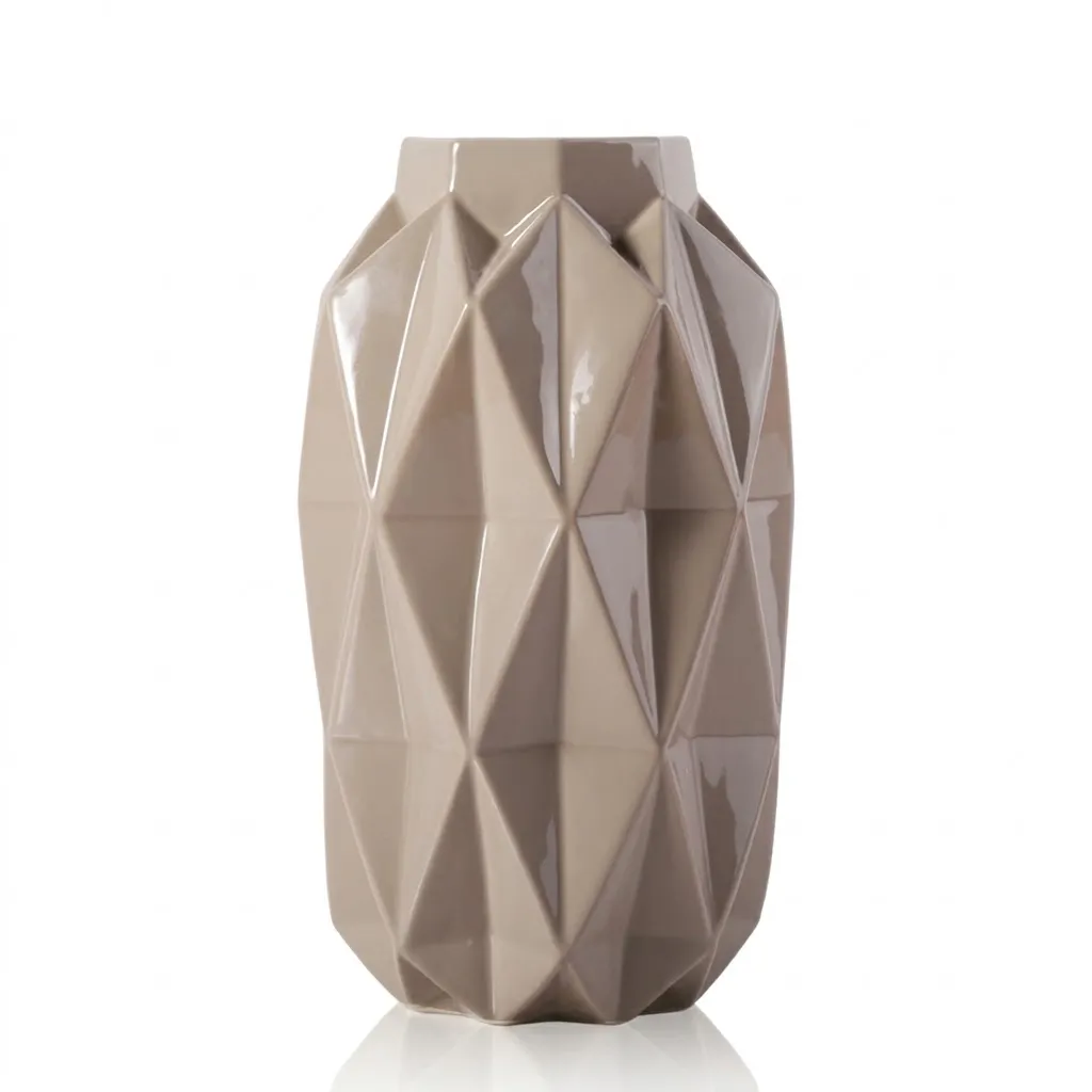 Faceted Geometric Ceramic Vase
