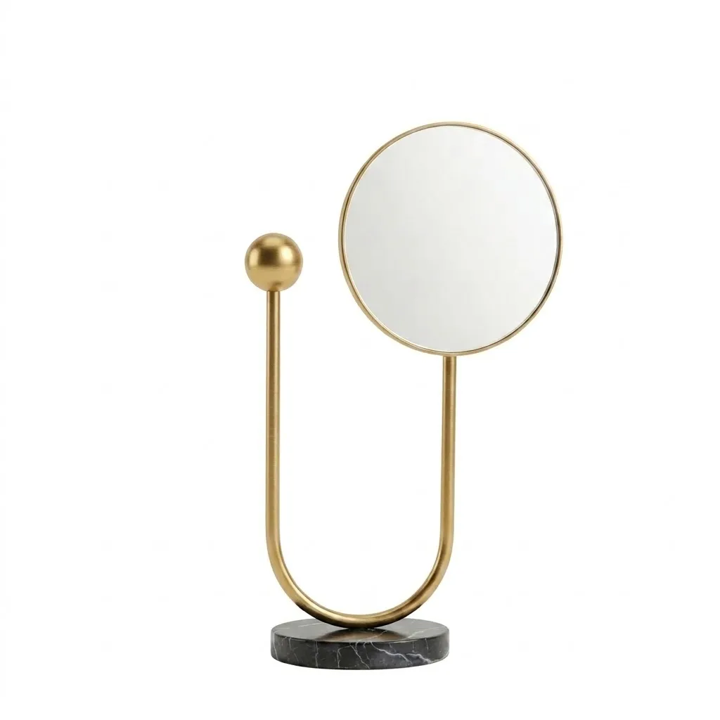 Aura Gold & Black Marble Table Mirror