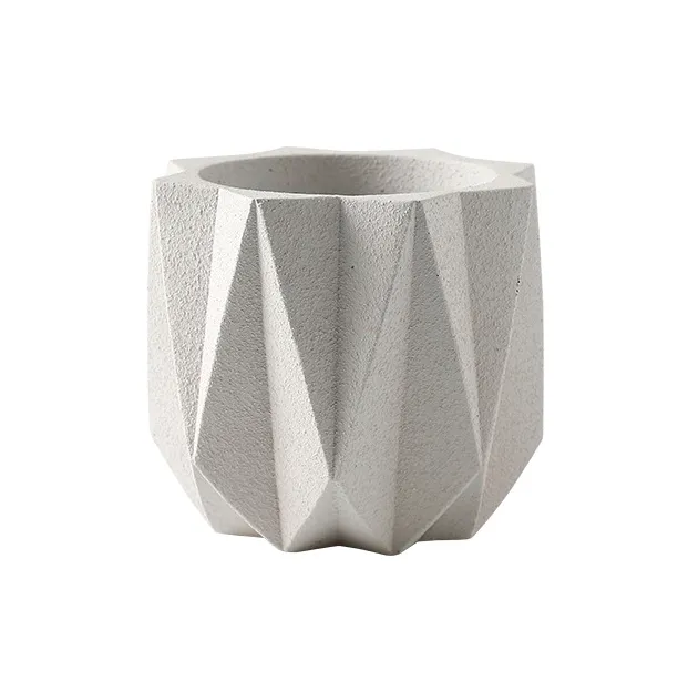 Faceted White Ceramic Flower Pot