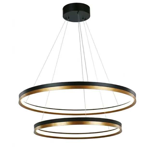 Eclipse Two-Ring Black & Gold LED Pendant Lamp 83W