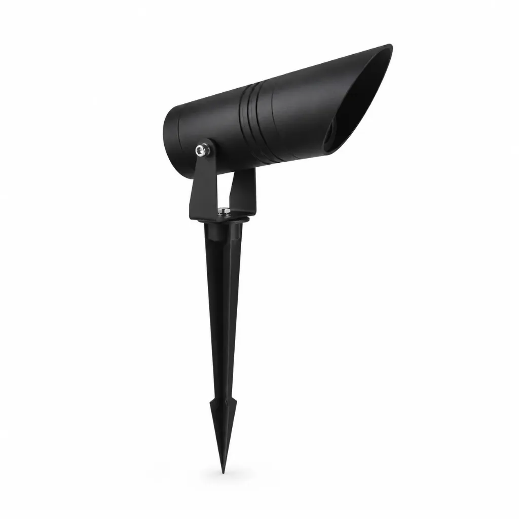 Black Hooded Adjustable LED Spike Garden Light | 6W 3000K IP65