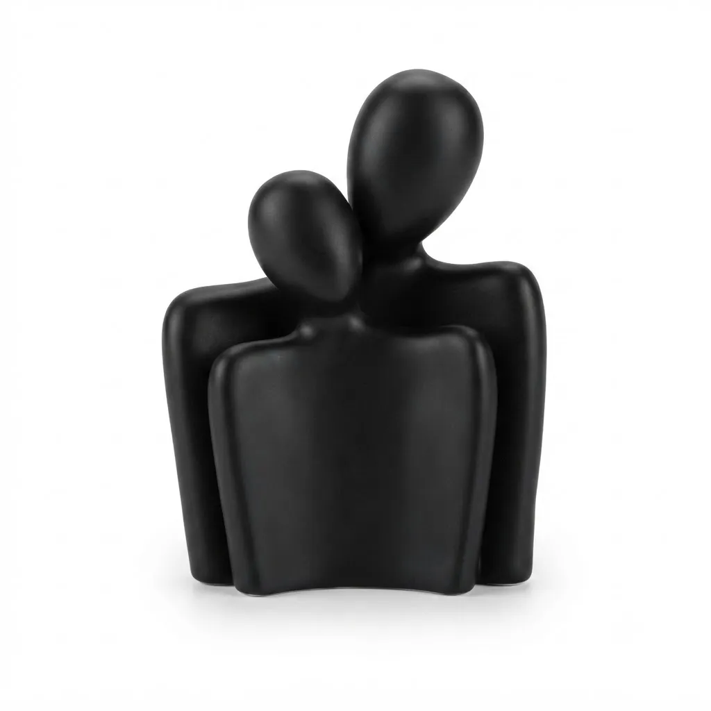 Ceramic Faceless Couple Statue Black