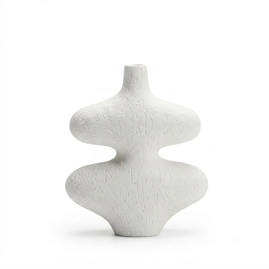 Curvy Body Ceramic Vase White