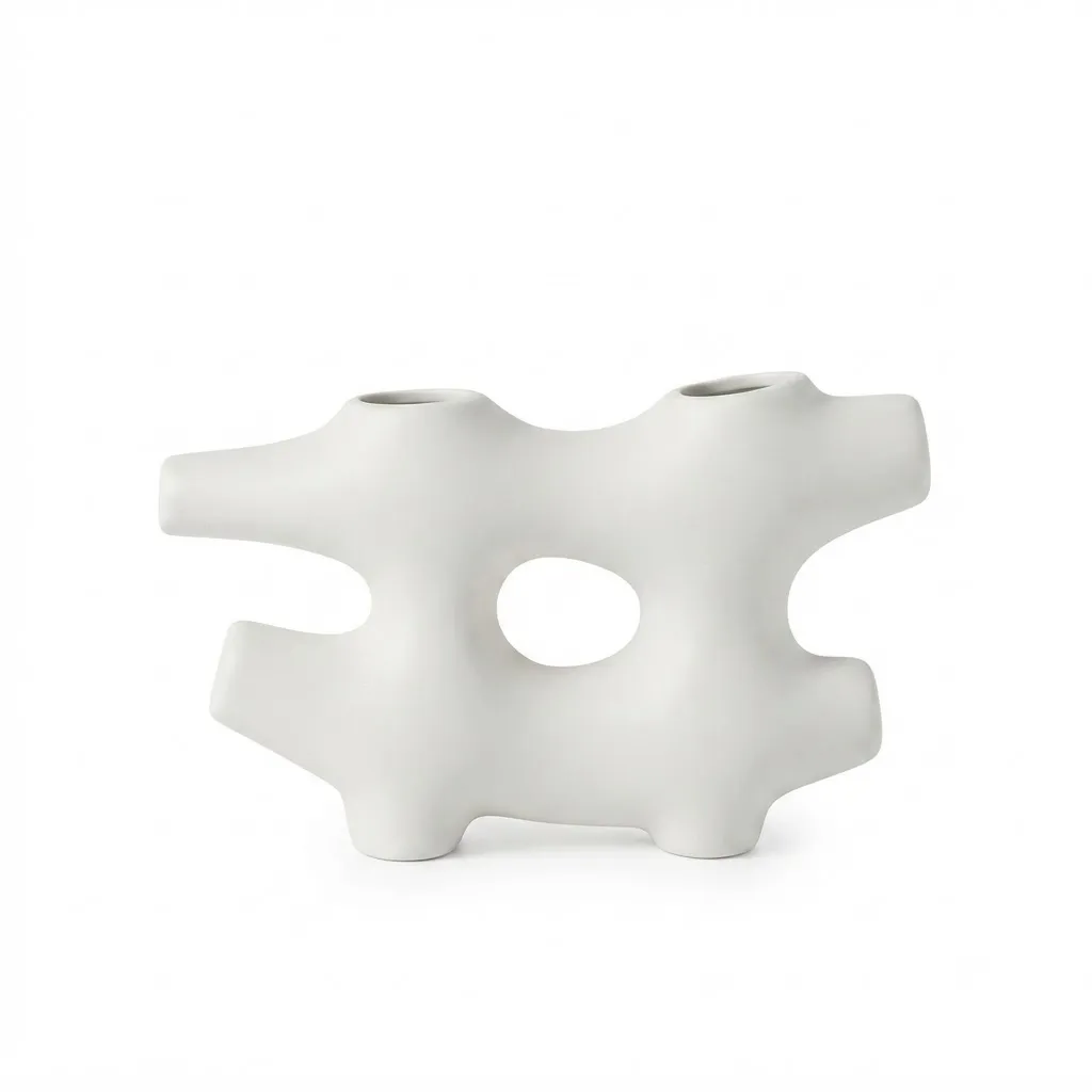Ceramic Vase With 2 Openings White