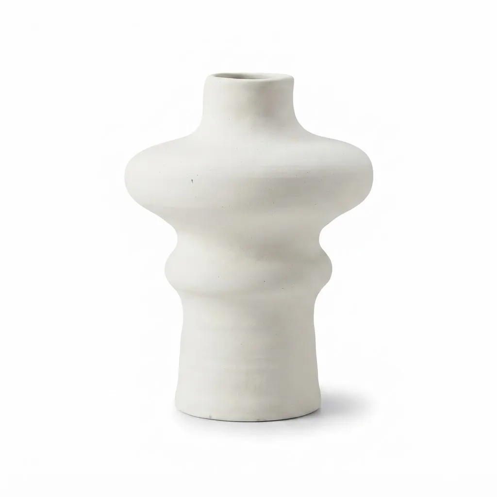 White Ceramic Double Curve Vase