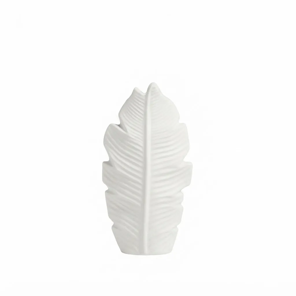 White Leaf Ceramic Vase