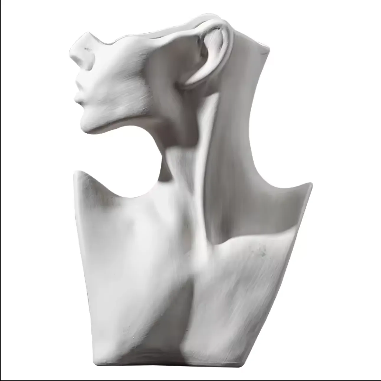 White Ceramic Human Bust Sculptural Vase