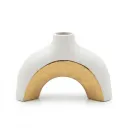 Geometric Arch Ceramic Vase White and Gold