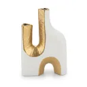 Geometric Ceramic Vase White and Gold