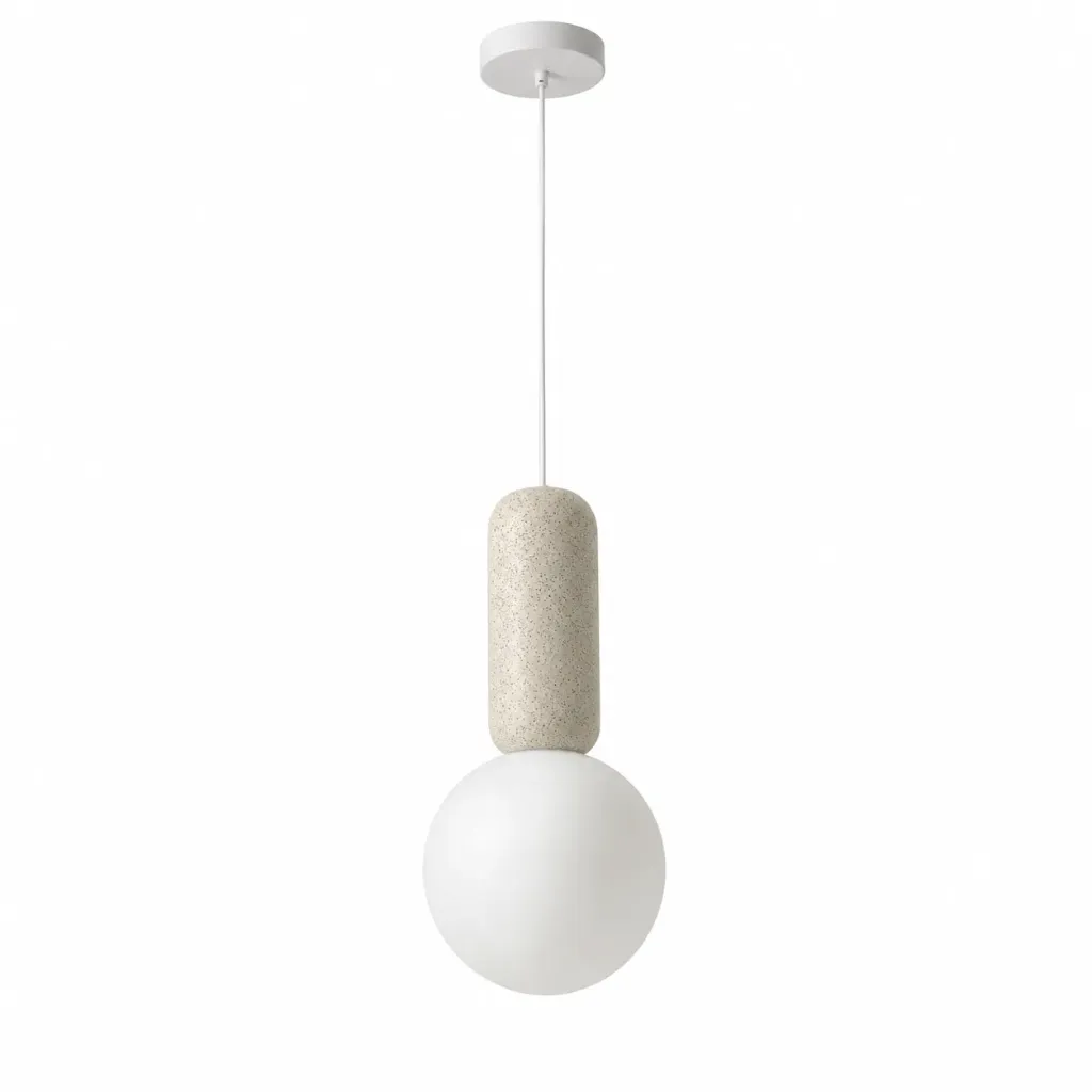 Cream Concrete & Opal Glass Pendant| 1xG9