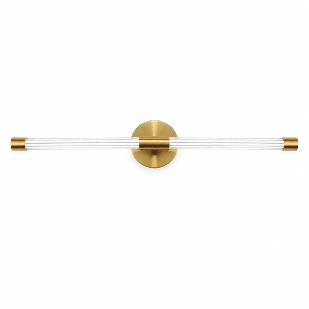 Gold Ribbed Glass Tube LED Wall Lamp | 12W 3000K