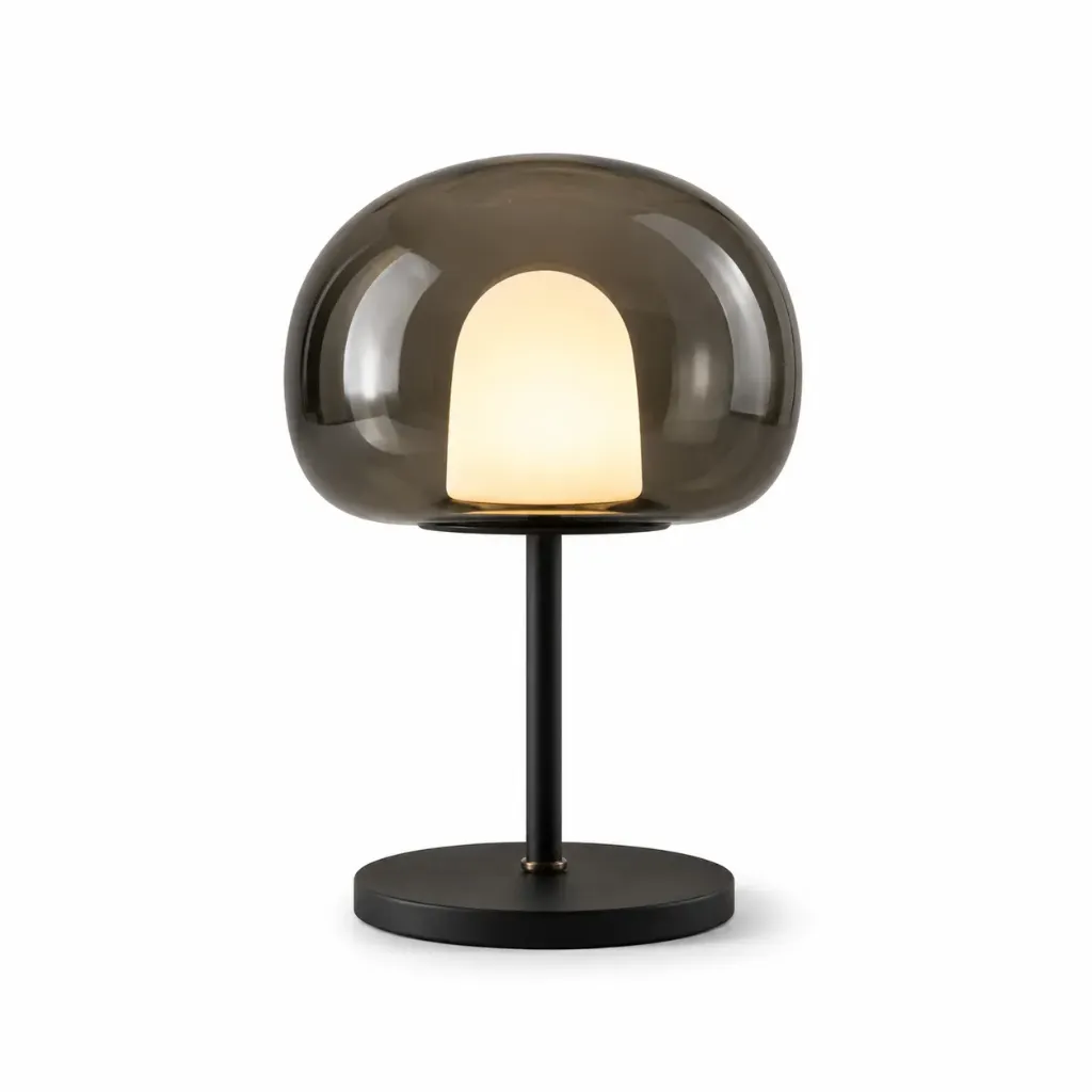 Orba Brass & Smokey Glass Table Lamp | 7W 3000K