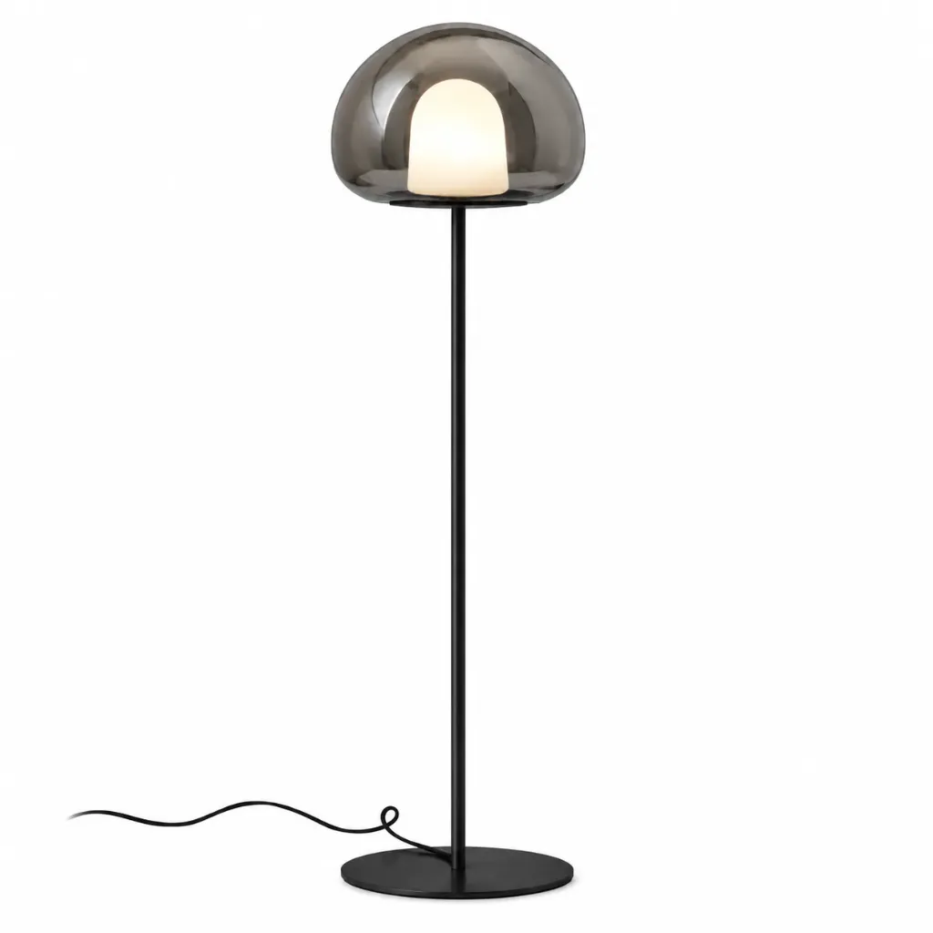 Orion Brass & Smoky Glass LED Floor Lamp| 12W