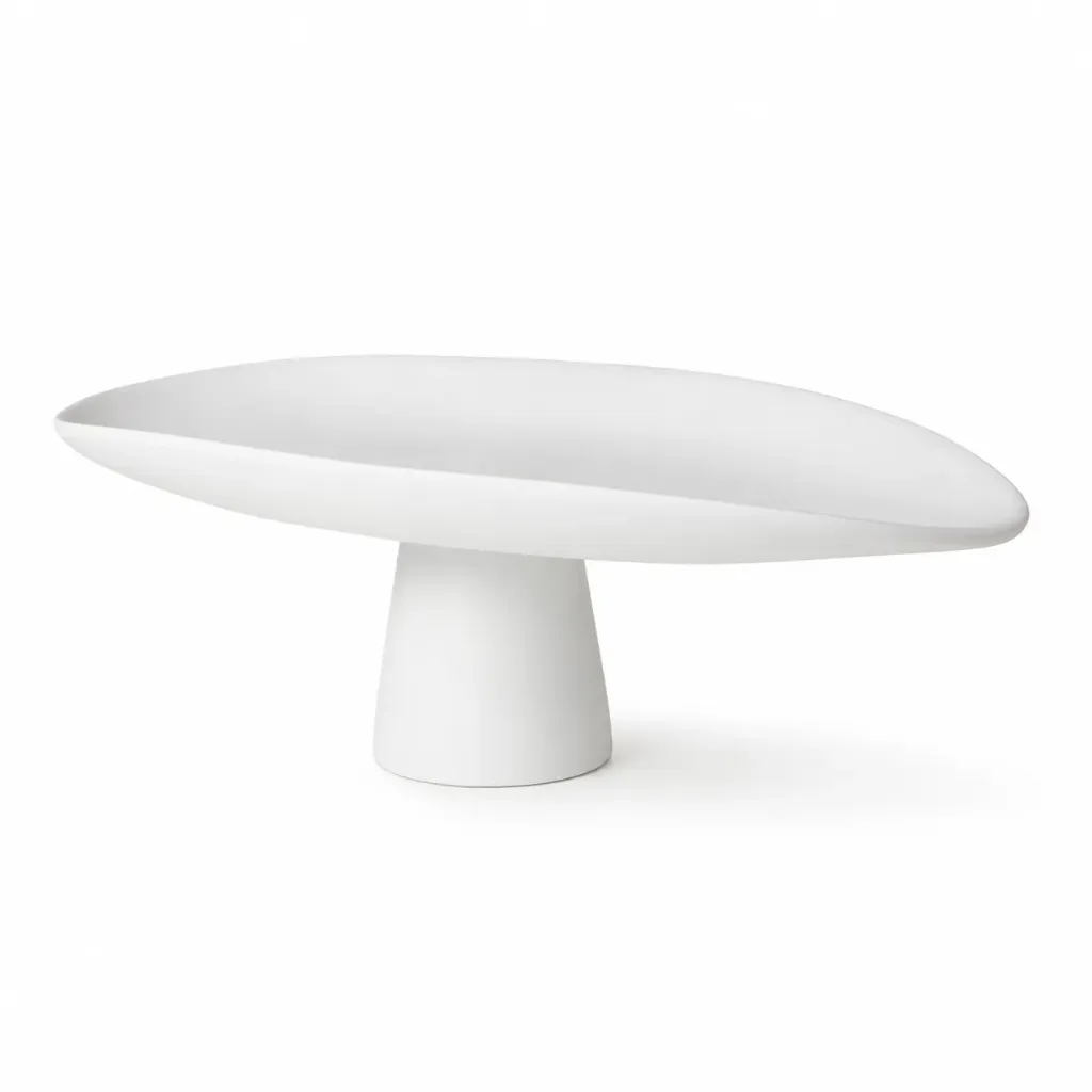 [TRY1357L/WH] Large White Resin Pedestal Display Tray