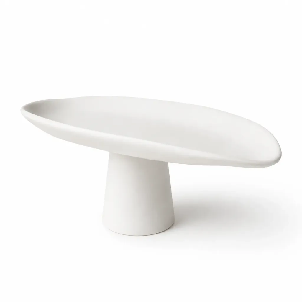 [TRY1357S/WH] Small White Resin Pedestal Display Tray