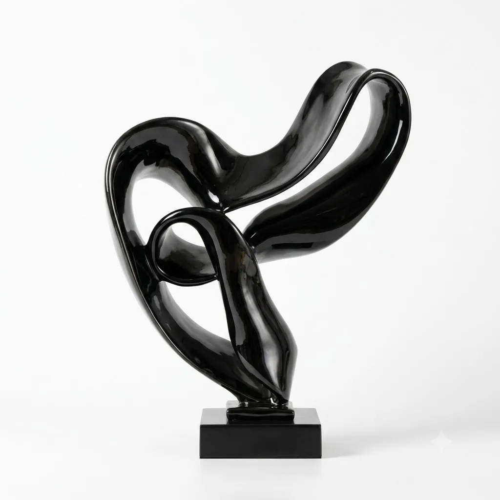 [TD1317-BK] Flow Black Resin Abstract Sculpture| H40cm