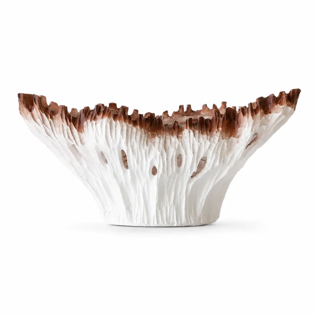 [VS1023-WH] White & Bronze Resin Centerpiece Vase