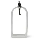 Contemporary White Arch Statue with Reading Figure