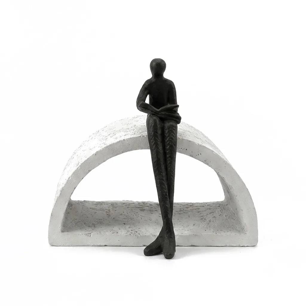 [SU953-15WH] Contemporary Abstract Reader Statue