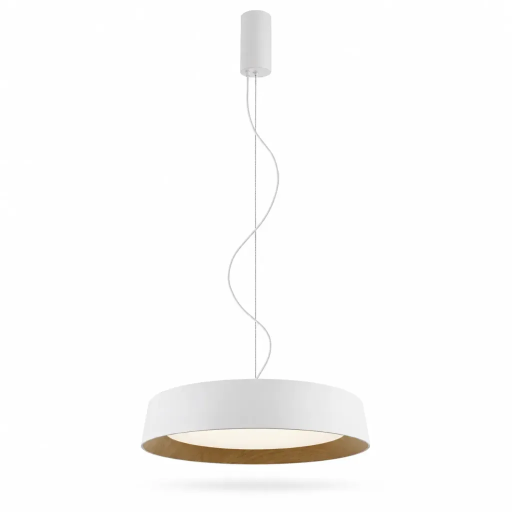 [PL3205-60WH] Arden White & Wood LED Pendant| 60W CCT