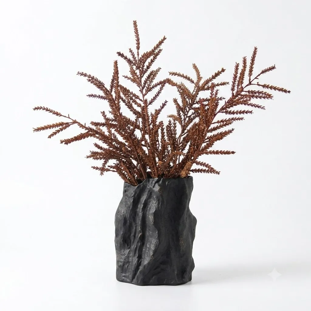 Black Sculpted Resin Vase | H30cm