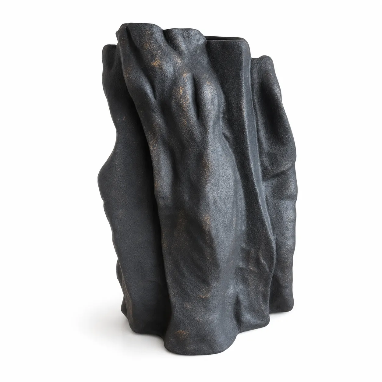 Black Sculpted Resin Vase| H30cm