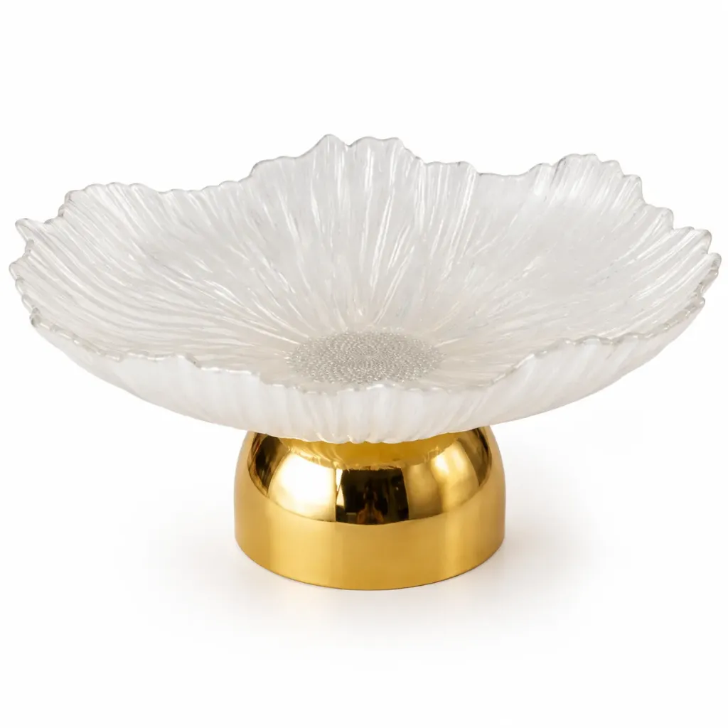 Petal Clear & Gold Decorative Bowl| W30cm