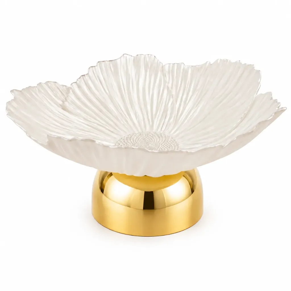 Vicomte Petal White & Gold Decorative Bowl | W30cm