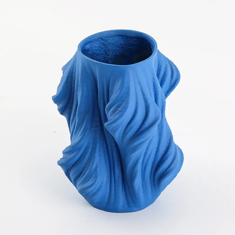 Blue Sculpted Resin Vase | H36cm