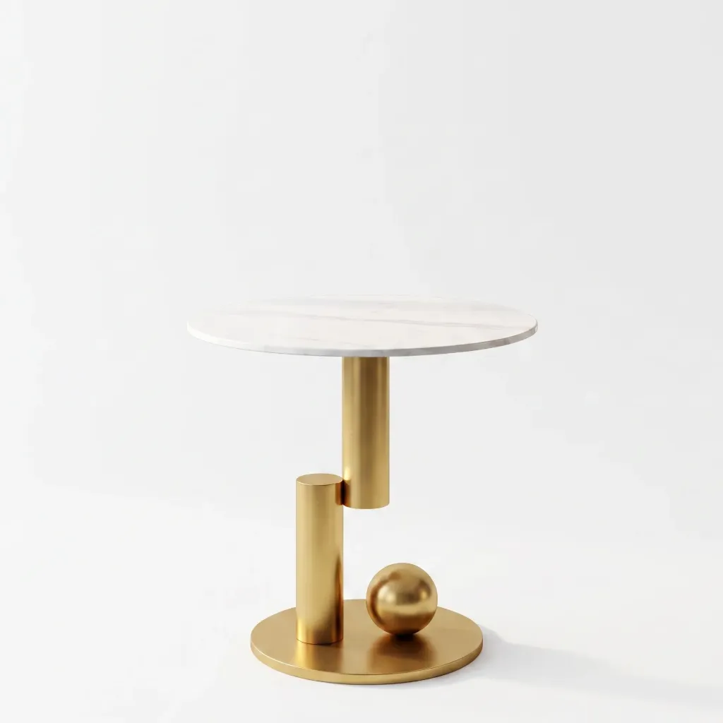 [TB5055GD] Aurea Gold Marble Side Table