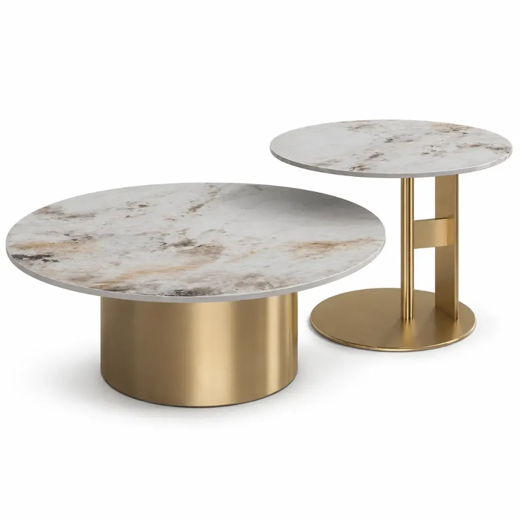 Aurelia Gold Marble Nesting Table Set