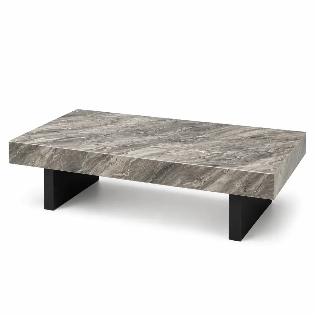 [TB12035GY] Marlo Grey Marble Coffee Table