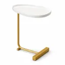 Lina White Marble C-Shaped Side Table