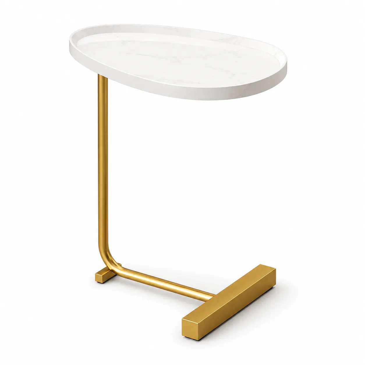 Lina White Marble C-Shaped Side Table