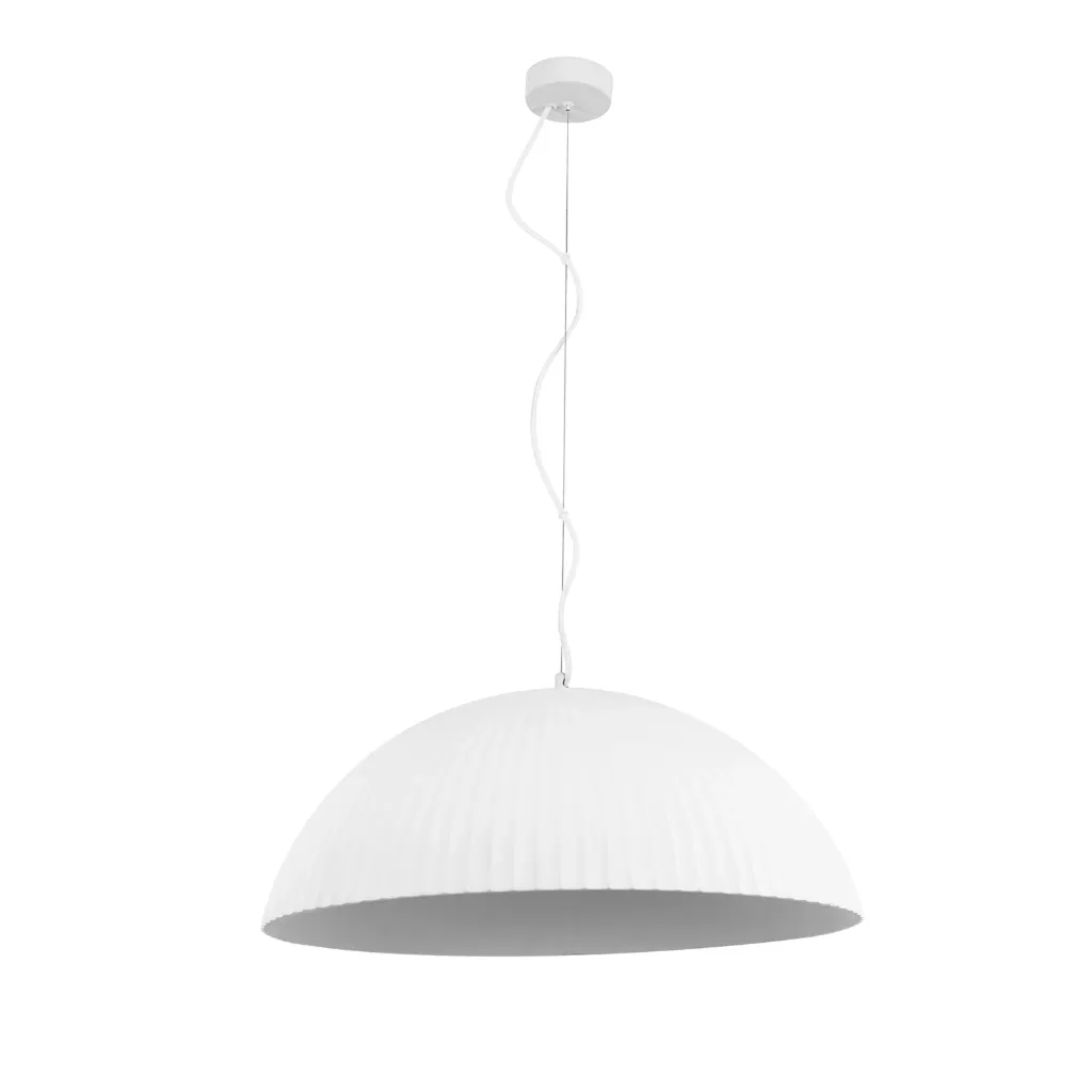 [PL3058-3WH] Alba White Ribbed Ceramic Dome Pendant| 3-Light E27