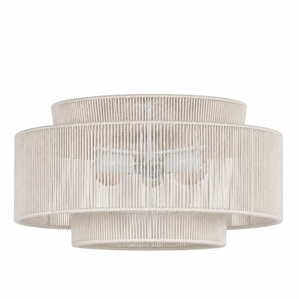[CL5525-3RT] Objet Lumière Round Rattan Cotton Rope Ceiling Light | 3xE27