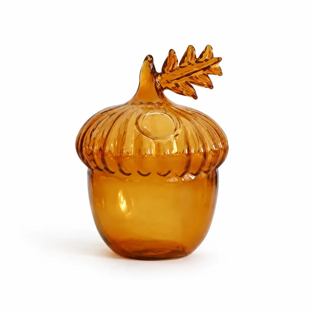 [TD211-AM] Amber Acorn Glass Vase